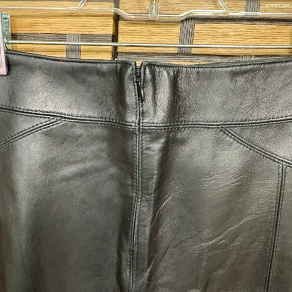Bebe Black Genuine Leather Skirt Size 4 - Picture 7 of 11
